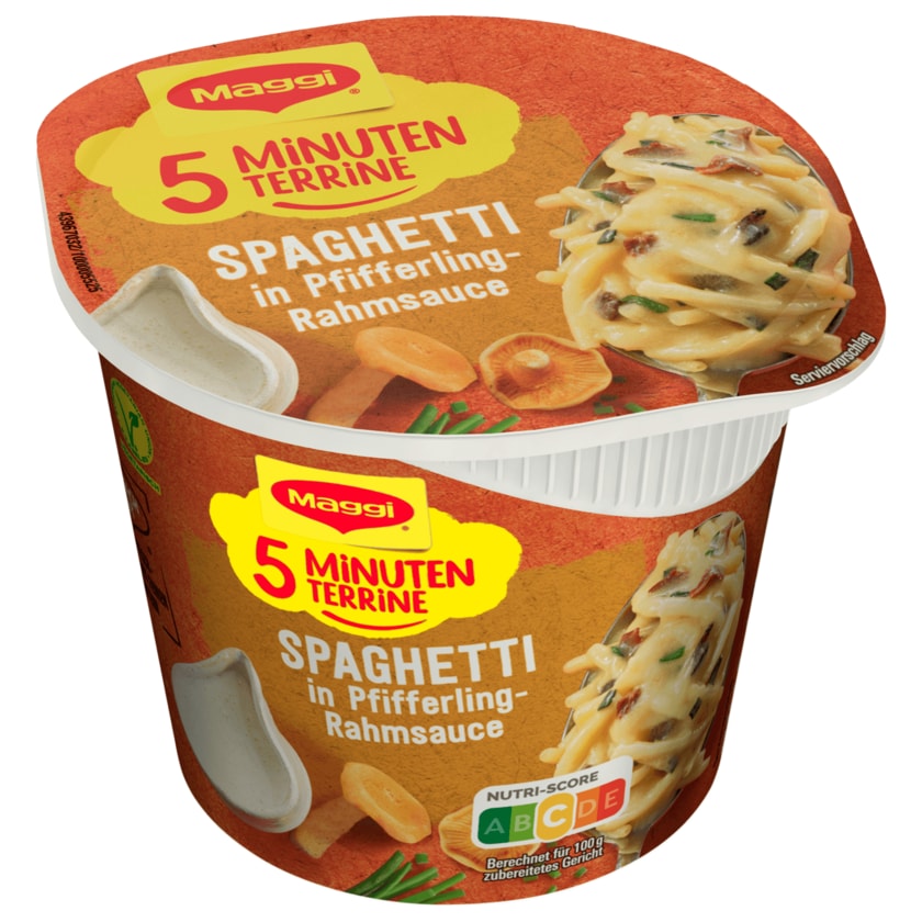 Maggi 5 Minuten Terrine Spaghetti in Pfifferling-Rahmsauce 54g